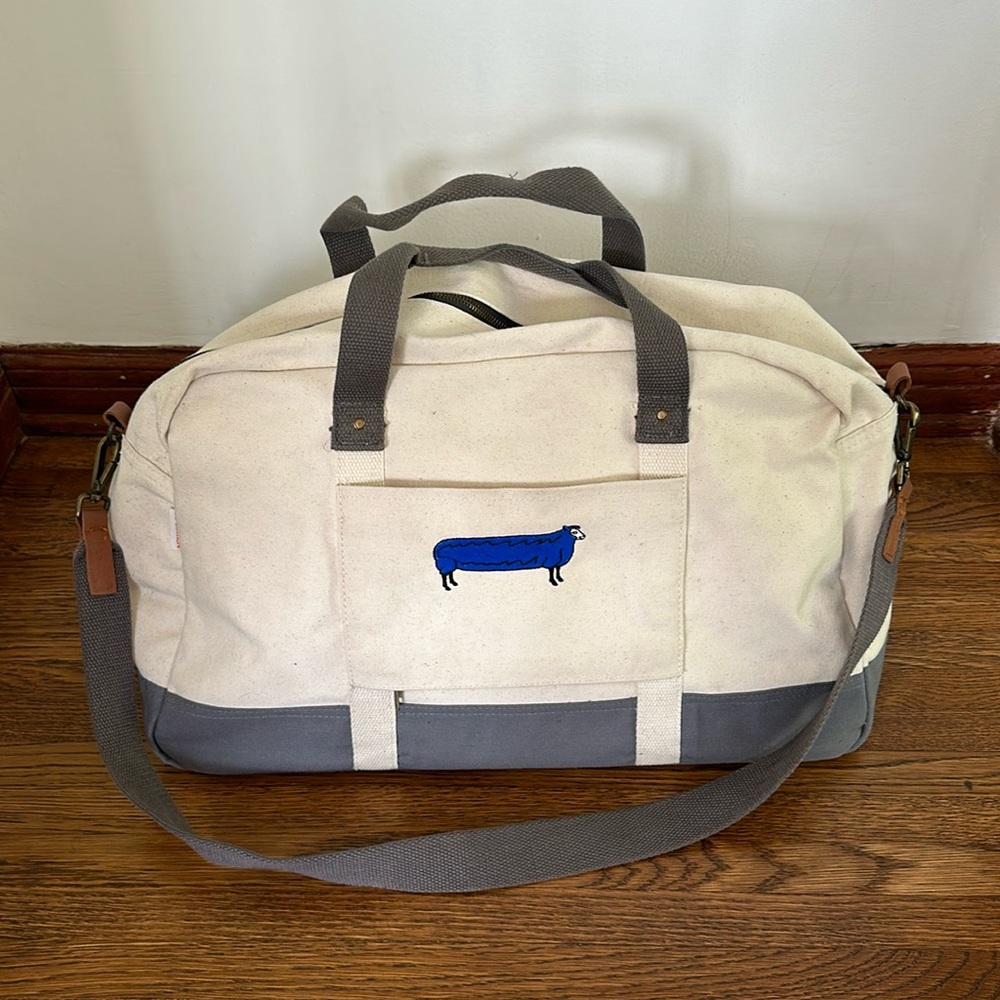 Cream Canvas Duffel Bag